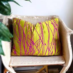 Mustard Cushion, Silk Pink Throw Pillow, Cushion Cover, Grass Cover UK - thumbnail 3