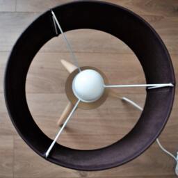 Dark Plum Leather Shade Tripod Table Lamp - Modern Luxury Accent Lighting - thumbnail 2