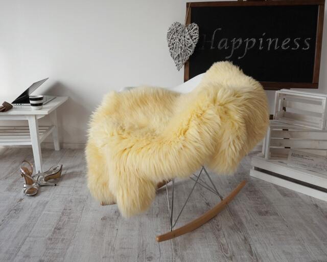 "Regular Sheepskin Yellow Throw Genuine Leather Sheep Skin 48 "" X 28" - image 1
