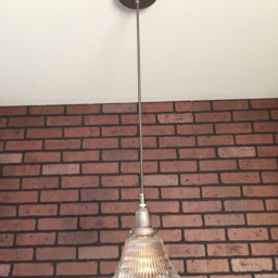 "Industrial Pendant -Raw Steel 6 1/2"" Hyalophane Glass Bell with Patented ""Huila Electrical Connector" - thumbnail 2