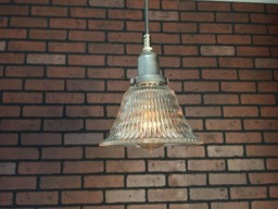 "Industrial Pendant -Raw Steel 6 1/2"" Hyalophane Glass Bell with Patented ""Huila Electrical Connector"