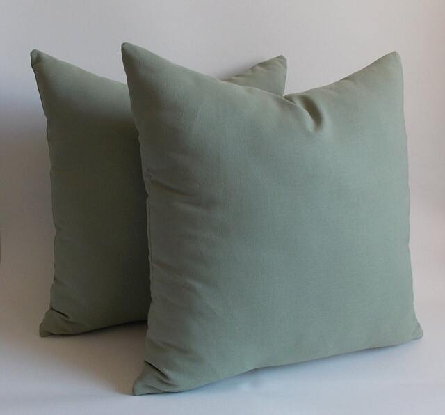 Almond Green Throw Pillow Covers Cotton Canvas Blend, Set Of 2 - image 1