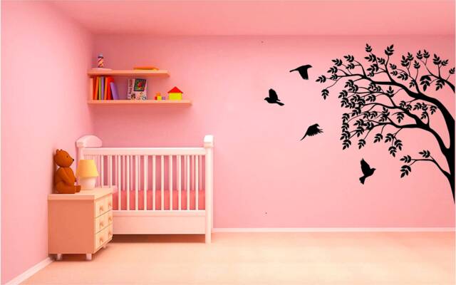 Bird's in A Tree Vinyl Wall Art, Decal, Sticker, Transfer, Mural, Decor, Rent Friendly, Interior, Exterior, Full Removable, - 0274 - image 1