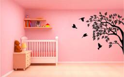 Bird's in A Tree Vinyl Wall Art, Decal, Sticker, Transfer, Mural, Decor, Rent Friendly, Interior, Exterior, Full Removable, - 0274 - thumbnail 1