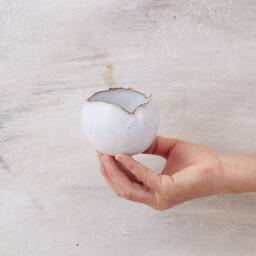 Set Of 2 Small Shiny White Pottery Planter Pot, Ceramic Round Decorative Indoor Planters For Bathrooms, Office Desk Decor - thumbnail 3