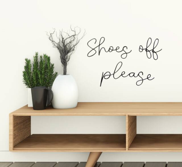 Shoes Off Please Sign Wire Words Hallway Wall Art Decor, Porch Entryway Decor - image 1