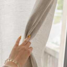 Tab Top Linen Curtain Panel 100% Baltic Linen, Multiple Colors - thumbnail 2