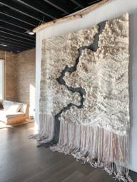 Large Woven Tapestry Wall Hanging Custom Fiber Art, River Design - thumbnail 1