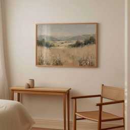 Wildflower Landscape Poster Earth Tone Countryside Wall Art - thumbnail 3