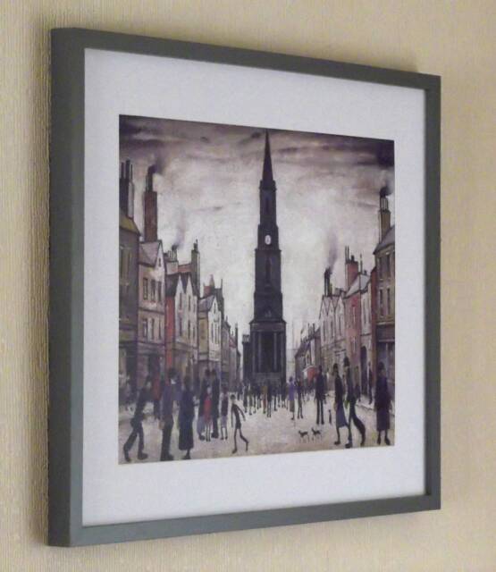 L S Lowry Authentic Art Print - Berwick Upon Tweed Satin Grey Frame With White Mount & Textured Image - image 1