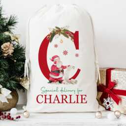 Personalised Large Santa Christmas Sack For Kids , Xmas Toy Sack With Name & Initial, Personalised Stocking , Christmas Gift - thumbnail 3
