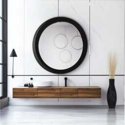 Asymmetrical Wooden Wall Mirror With Organic Frame, Handmade For Living Room Decoration - thumbnail 2