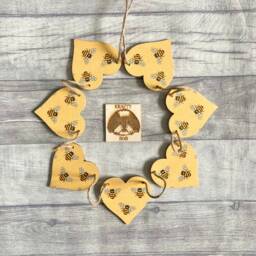 Bee Garland, Wooden Bumblebee Bunting, Nature Themed Wall Decor, Gifts For Mothers Day - thumbnail 1