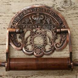 Toilet Roll Holder The Crown Fixture Antique Copper & Wood, Rustic/Vintage Decor, Bathroom Loo - thumbnail 2