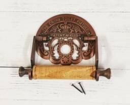 Toilet Roll Holder The Crown Fixture Antique Copper & Wood, Rustic/Vintage Decor, Bathroom Loo