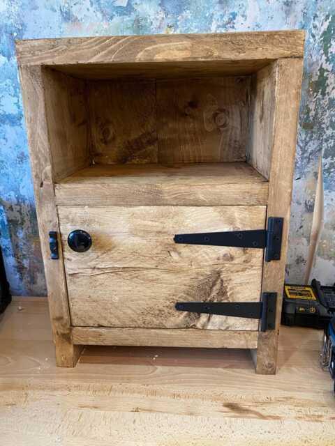 Rustic Bespoke Custom Wooden Bedside Cabinets With Door, Backed Version - image 1
