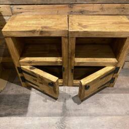 Rustic Bespoke Custom Wooden Bedside Cabinets With Door, Backed Version - thumbnail 3
