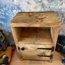 Rustic Bespoke Custom Wooden Bedside Cabinets With Door, Backed Version - thumbnail 4