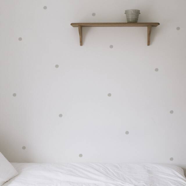 Grey Polka Dots Fabric Wall Stickers. Removable & Reusable - image 1