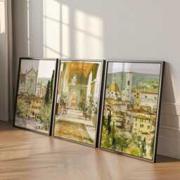 Set Of 3 Florence Posters, Italy Travel Wall Art, City Print Set, Modern Architecture Artwork, Tuscan Home Decor, European Landscape Style - thumbnail 3
