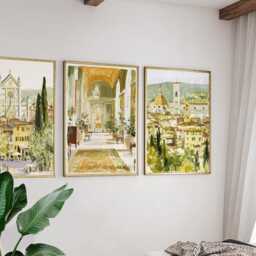Set Of 3 Florence Posters, Italy Travel Wall Art, City Print Set, Modern Architecture Artwork, Tuscan Home Decor, European Landscape Style - thumbnail 4