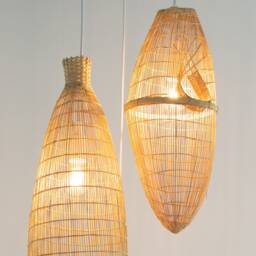 Bamboo Chandelier Pendant Cluster Light Woven Basket Lighting Lamp Lampshades - thumbnail 3