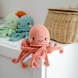 Premature Baby Cuddly Toy/Baby Rattle - Jellyfish/Octopus/Squid/Octopus in Your Choice Of Colors Made From 100% Organic Cotton Customizable - thumbnail 4