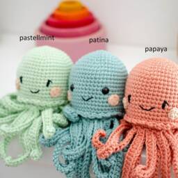Premature Baby Cuddly Toy/Baby Rattle - Jellyfish/Octopus/Squid/Octopus in Your Choice Of Colors Made From 100% Organic Cotton Customizable - thumbnail 3