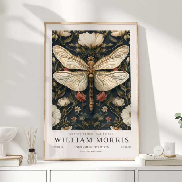 William Morris Print, Art, Exhibition Poster, Uk, Dragonfly Pictures, Gifts - image 1