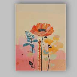 Modern Coral Poppy Floral Botanical Illustration Canvas Wall Art Print Decor Picture Ready To Hang - thumbnail 4