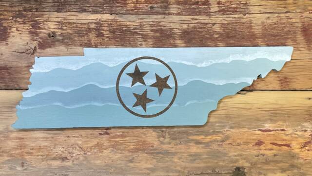 Tennessee Cutout - Smoky Mountain With Tri-star Relief