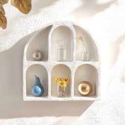 White Handmade Curio Shelf , Oddities Shelf, Curiousity Shelf, Curio Shelf, Wall Altar, Niche Nature Shelf, Unique Wall Shelf, Crystal Shelf - thumbnail 1