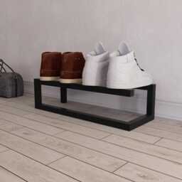 Minimalist Metal Shoe Rack Industrial Entryway Organizer, Loft Storage Bench - thumbnail 2