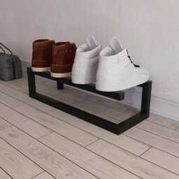 Minimalist Metal Shoe Rack Industrial Entryway Organizer, Loft Storage Bench