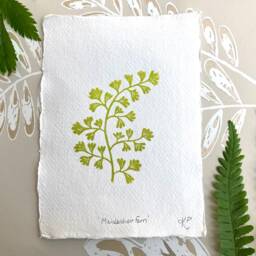 Maidenhair Fern Linocut Print A6 Botanical Wall Art - thumbnail 2