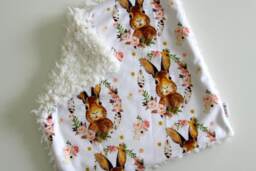 Dream Lovie. Security Blanket. Personalized Lovey. Faux Fur Floral Bunny Portraits. Mini Baby Minky Shower Gift - thumbnail 1