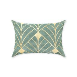 Art Deco Pillow Cover - Pure Cotton Twill Print Fabric Gatsby Vintage Geometric Design Pastel Mint Green & Gold Decorative Cushion - thumbnail 2