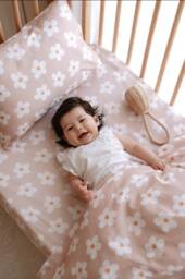 Daisy Duvet Cover Set, Boho Nursery Bedding Crib Bedding, Toddler Twin Size Bedding, Gift For Baby Girl, Floral Bed Linen - thumbnail 1