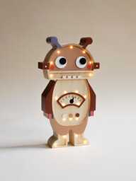 Wooden Robot Night Light, Custom Kids Lamp, Birthday Baby Gift, Theme Bedroom, Lamp With Meter, Personalized Gift - thumbnail 1