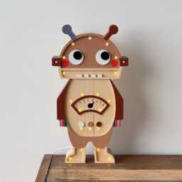 Wooden Robot Night Light, Custom Kids Lamp, Birthday Baby Gift, Theme Bedroom, Lamp With Meter, Personalized Gift - thumbnail 2