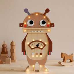Wooden Robot Night Light, Custom Kids Lamp, Birthday Baby Gift, Theme Bedroom, Lamp With Meter, Personalized Gift - thumbnail 2