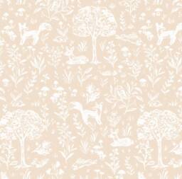 Toile Fitted Crib Sheet, Beige Woodland Nursery