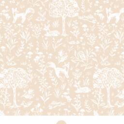 Toile Fitted Crib Sheet, Beige Woodland Nursery - thumbnail 2