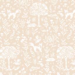 Toile Fitted Crib Sheet, Beige Woodland Nursery - thumbnail 3