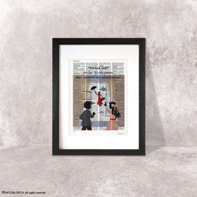 Mary Poppins Dictionary Art Print Flying Nanny Quote - image 1