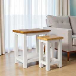 Painted 2-Tier Side Table Set Living Room, Bedroom - thumbnail 1