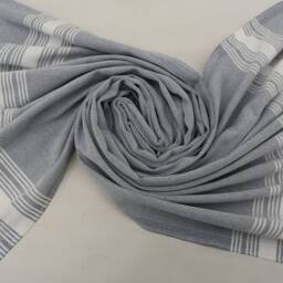 "Navy Blue Towel, White Striped Towel, Turkish Peshtemal, 40""x67" - thumbnail 4