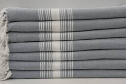 "Navy Blue Towel, White Striped Towel, Turkish Peshtemal, 40""x67"