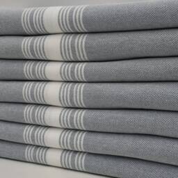 "Navy Blue Towel, White Striped Towel, Turkish Peshtemal, 40""x67" - thumbnail 2