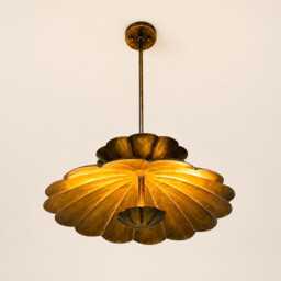 1950S Mid-Century Handmade Brass Flower Pendant Light - Modern Petal Ceiling Fixture For Luxury Home D??cor, Large Bedroom Chandelier - thumbnail 2